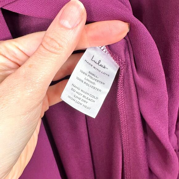 Lulus NWT My Whole Heart Plum Long Sleeve Balloon Sleeves Wrap Maxi Dress XL - Picture 10 of 11